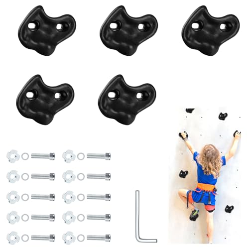 5PCS Rock Climbing Holds for Kids – Extra Large Black, Indoor Outdoor