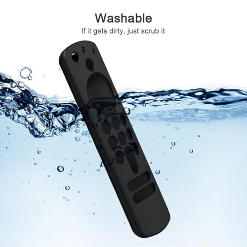 Image of Silicone Case Compatible with Fire TV Stick 3rd Gen 2021 Remote Full Wrap with Lanyard, Compatible with Amazon fire Stick Remote Cover (Only Silicon Cover Included) Black Style 2