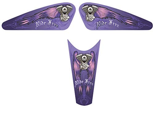 - V Twin Wings - Ride Free - (Purple) 3Pc Set Fuel Tank Decal For Harley Davidson Sportster 883 1200 Iron 48 #TOP2