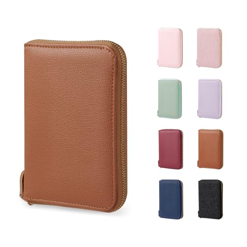 CoBak Passport Holder Cover with Safe Zipper Closure, Premium Passport Wallet for Travel, Cute RFID Blocking Card Case, Waterproof Travel Accessories for Man, Pebbled Brown