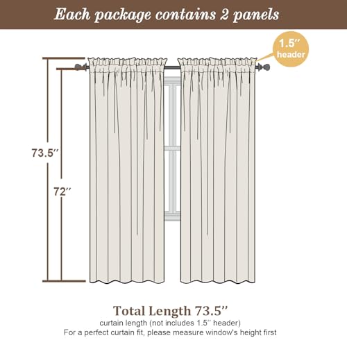 Image of Chyhomenyc Sheer Curtains 72 Inch Length 2 Panels - Light Filtering Soft Airy Rod Pocket Voile Window Curtain Drapes for French Door Bedroom Living Room, 42Wx72L Inch, Denim Blue