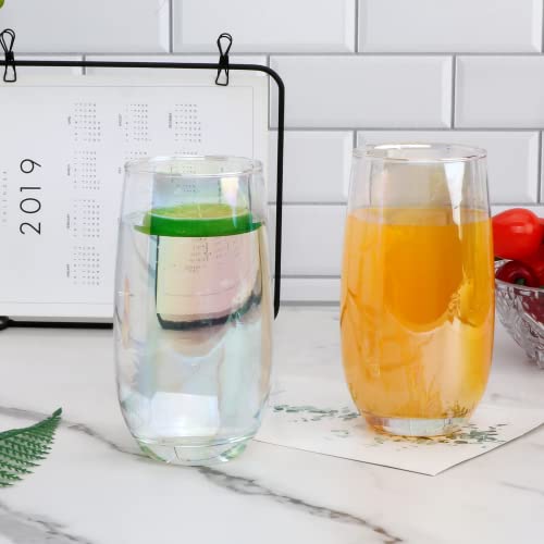 Highball Glasses Set of 8,16 OZ Tall Drinking Glasses,Elegant Iridescent Glassware Water Glass Tumblers with Straws,Reusable Cocktail Juice Glasses,Whiskey Glasses for Beer,Kitchen,Party - Thumbnail 7