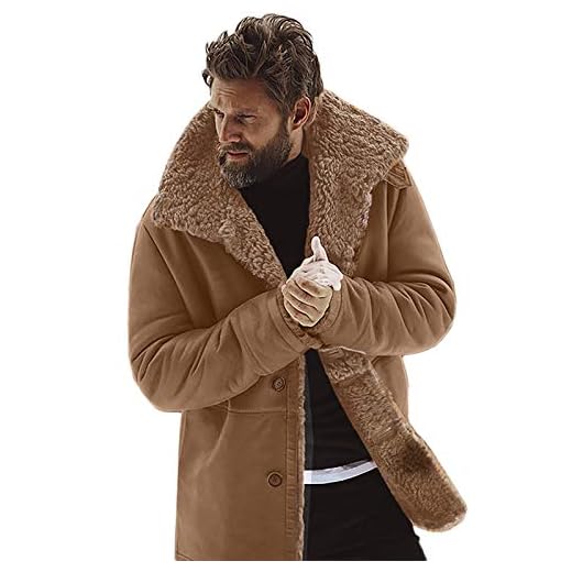 Jaqueta forrada de cordeiro, jaquetas masculinas de lã quente, casaco de inverno de pele de carneiro da montanha, casacos e jaquetas masculinos, jaqueta de lã acolchoada masculina (marrom, G)