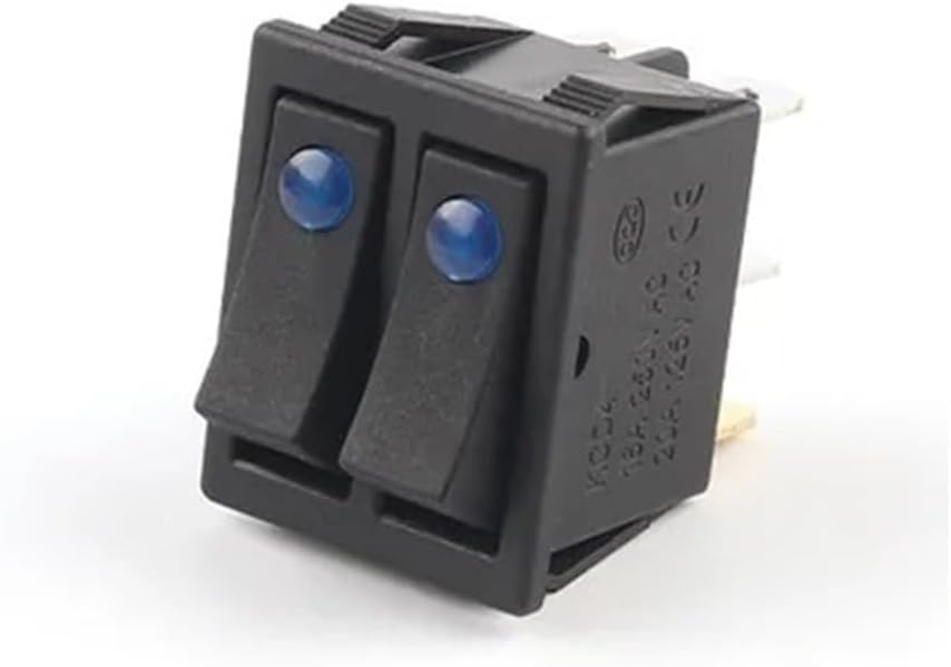 1PCS KCD4 31x25mm 6Pin 2/3 Position 16A/250V 20A/125V Double Light Rocker Switch ON-Off/ON-Off-ON Boat Power Car Switch(Blue Dot Light)