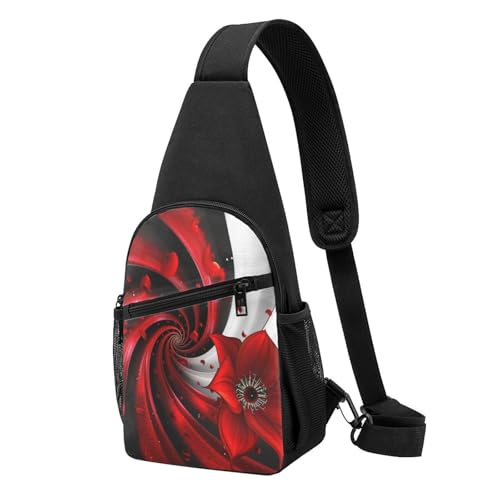 Sac à dos à bandoulière fleurs rouges noir en taille unique pour randonnée et voyage