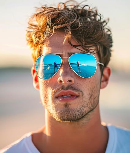 Image of Cyxus Aviator Sunglasses for Men Polarized UV400 Protection 1489 | Anti Glare,Davos Style,Military Pilot Sunglasses,Ideal for Driving Hiking Travel Outdoor Activities