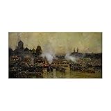 HardPress Les Quais De La Seine, 1900 - Harbor Scene Oil Painting by Luigi Loir 17 x 11 inches