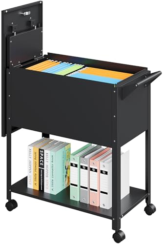 SISESOL Rolling File Cart with Wheels Hanging Files,Rolling File Cabinet Organizer,Rolling Hanging...