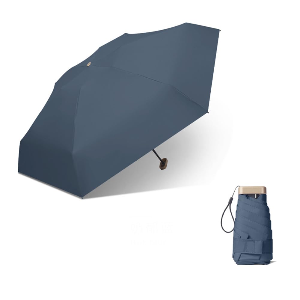 LuusMmSmall Mini Umbrella, Lightweight And Compact Design Weatherproof Umbrella, Portable 99% UV Protection Sun Umbrella, Ideal for Outdoors, Travel,Blue