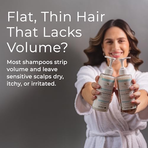 Tree To Tub Volumizing Biotin Shampoo and Conditioner Set - Activating Caffeine for Fuller Hair, Thickening Shampoo and Conditioner for Women & Men, Sulfate Free w/Natural Soapberry Organic Argan Oil