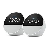 Amazon Echo Spot (última generación) | Despertador inteligente con sonido de calidad| Blanco, con Acceso Anticipado a Alexa+ (Paquete de 2)