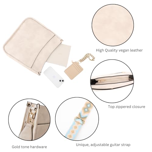 JEN & CO. Crossbody Bags for Women Trendy Vegan Leather Hobo Purses Shoulder Handbags with Wide Adjustable Guitar Strap4