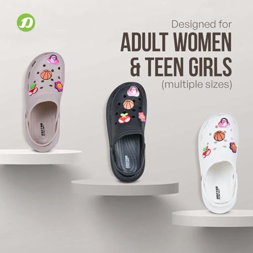 Image of DOCTOR EXTRA SOFT Women's Premium Extra Comfortable Clogs /Sandals with Cute Charms & Adjustable Back Strap for Adult| Lightweight Stylish & Anti-Skid| Waterproof Everyday Use Mules Girls /Ladies D-538