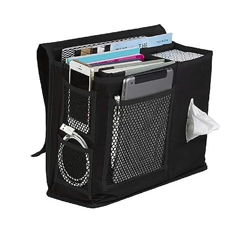 Dependable Industries inc. Essentials 7 Pocket Bedside Caddy Organizer Multi Pocket Storage Organizer for Remotes Phone Glasses Tissues Magazines Storage Pockets Organize Keep Your Bedroom Tidy