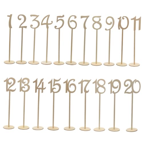 LIFKICH Wooden Table Number Base Set (1-20) Elegant Natural Wood for Wedding Home Party Easy to Use Stands