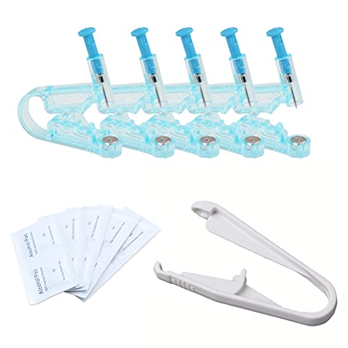 1 Satz 5 Stück Einweg-Ohrpiercing-Pistole mit Ohrsteckern + 5 Alkoholpads + Piercing-Hilfsgerät tragbar Kein Schmerz, federbetriebenes schnelles Ohrpiercing-Pistolengerät Perfekt für Frauen Männer Cover