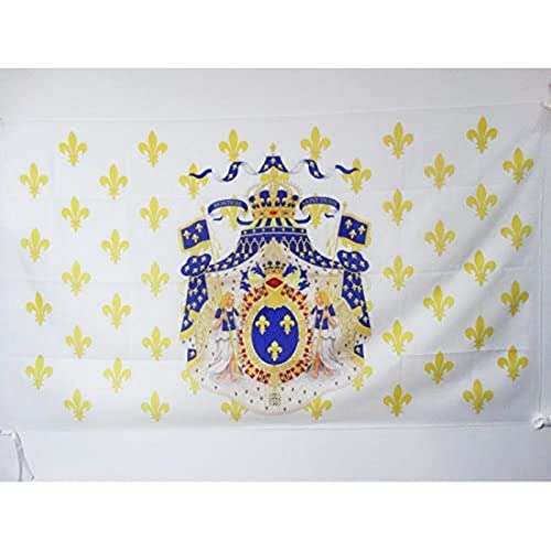 AZ FLAG - Drapeau Royaume de France Grandes Armes - 150x90 cm - Drapeau Royaliste Fleur De Lys 100% Polyester Avec Fourreau et cordelette - Pavillon 110 g