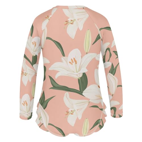 KLL Sweet Lily Blush Swimsuit Long Sleeve 1 Piecing Girls UV Protection Swimsuits Girls Bathing Suit3
