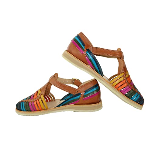 Macarena Collection Sandals women Huarache Sandal Colorful Leather Mexican Style Color Multicolored 8323