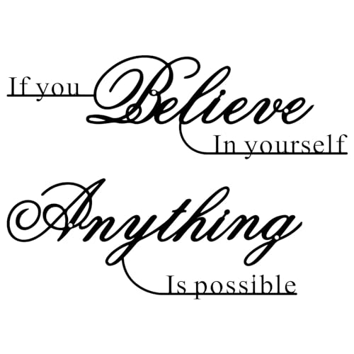Resama If You Believe in Yourself,Anything is Possible Wall Art Decor 2 Pcs Metal Inspiration Encouragement Wall Art Sayings Black Inspirational Quotes Hanging Decoration
