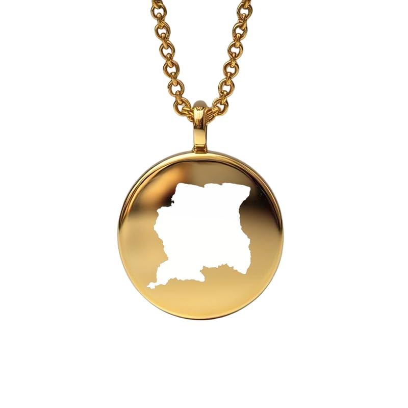 Pendentif carte du Suriname en argent sterling et or 14 carats luxe