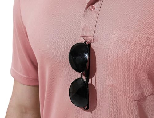 Image of Rdruko Men's Polo Shirts Short Sleeve Quick Dry Outdoor Golf Sports Shirts with Pocket