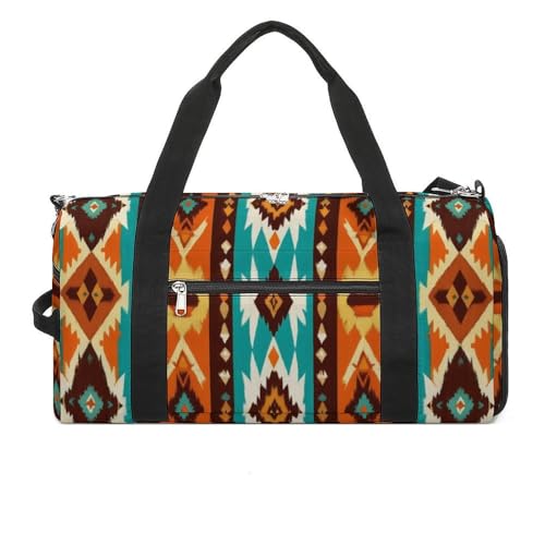 Fashion Travel Weekender Duffle Bag Sport Beach Yoga Overnight Luggage Bag Indiana Western Southwest Ethnic Tribal Navajo