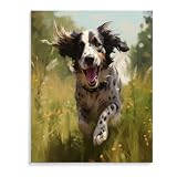Ccqiangtie-stroe Perro de animales DIY Pintura al óleo por números, regalo para adultos y niños, paisaje de flores de hierba, kits de pintura por números, decoración de pared de salón, 40 x 50 cm
