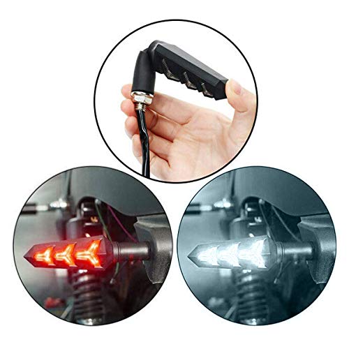 4PCS Motorcycle Motorbike Indicators Front Rear Flowing Turn Signal Lights Motorbike Turning 12V LED Bulbs for Scooter Quad Cruiser Off Road-Y Shape Red White Amber Light …