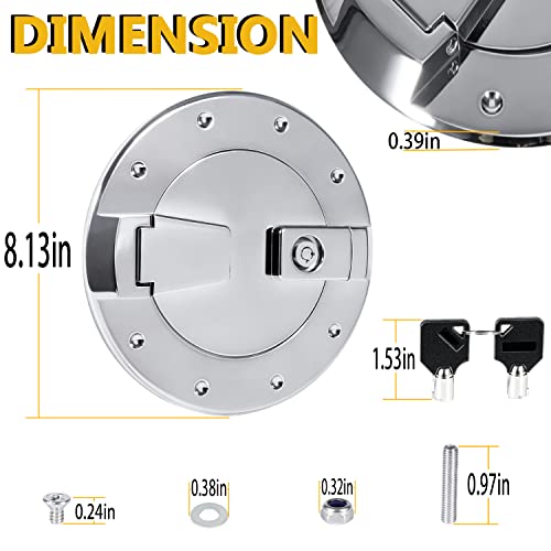 Silver Heavy Duty Barrel Lock Aluminum Exterior Accessories Chrome Locking Fuel Filler Door Gas Cap Tank Cover For Hummer H2 2003-2009 #TOP5