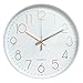 Produktbild Dobess 12 Zoll Modern Quartz Lautlos Wanduhr Schleichende Sekunde ohne Ticken (Weiß & Rosegold)
