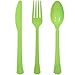 Tiger Chef Plastic Cutlery Set Heavy Duty Colored Plastic Silverware - Includes 96 Forks, 96 Teaspoons, and 96 Knives (Lime Green, 288)