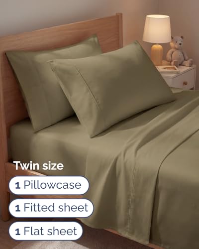 Image of Twin 4 Piece Bed Sheet Set - Comfy, Breathable & Cooling Sheets - Khaki | Ultra Soft Hotel Luxury Bedding Set with 8-16 Inch Deep Pockets, 1 Flat & 1 Fitted Sheet & 2 Pillowcases, Wrinkle & Fade Free