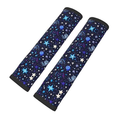 ZAKAFUCH Universal Fit Seat Belt Shoulder Pad for Adult Use, Most Cars, 2 Pack Space Galaxy Constellation Zodiac Star Purple Blue Harness Pads Strap Pressure Relief