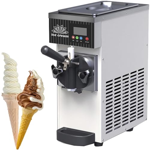DDZJTPP Máquina De Helados Profesional Heladera Soft Serve,450w,4-5kg/H,Máquina para Hacer Helados Comercial,1 Sabores,Limpieza Automática Y Pantalla LCD,para Restaurantes Y Bares Cream