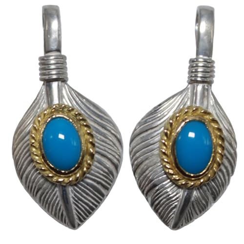 [TADY&KING] タディアンドキング シルバー925 ペンダント トップ ネックレス メンズ ネイティブアメリカン インディアンジュエリー ペンダントTOP 原宿 表参道 goro's ゴローズ魂継承 タディ&キング シルバーアクセサリーレジスト原宿 tkgh-034 ハートリーフSV金縄ターコイズ (右向き)