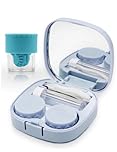 Vastsoon Contact Lens Case with Cleaner Washer, Travel Size Cute Colored Contact Lenses Applicator Removal Tool Kit with Mirror Solution Bottle for Daily Outdoor (Blue)