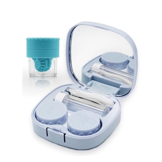 Vastsoon Contact Lens Case with Cleaner Washer, Travel Size Cute Colored Contact Lenses Applicator Removal Tool Kit with Mirror Solution Bottle for Daily Outdoor (Blue)