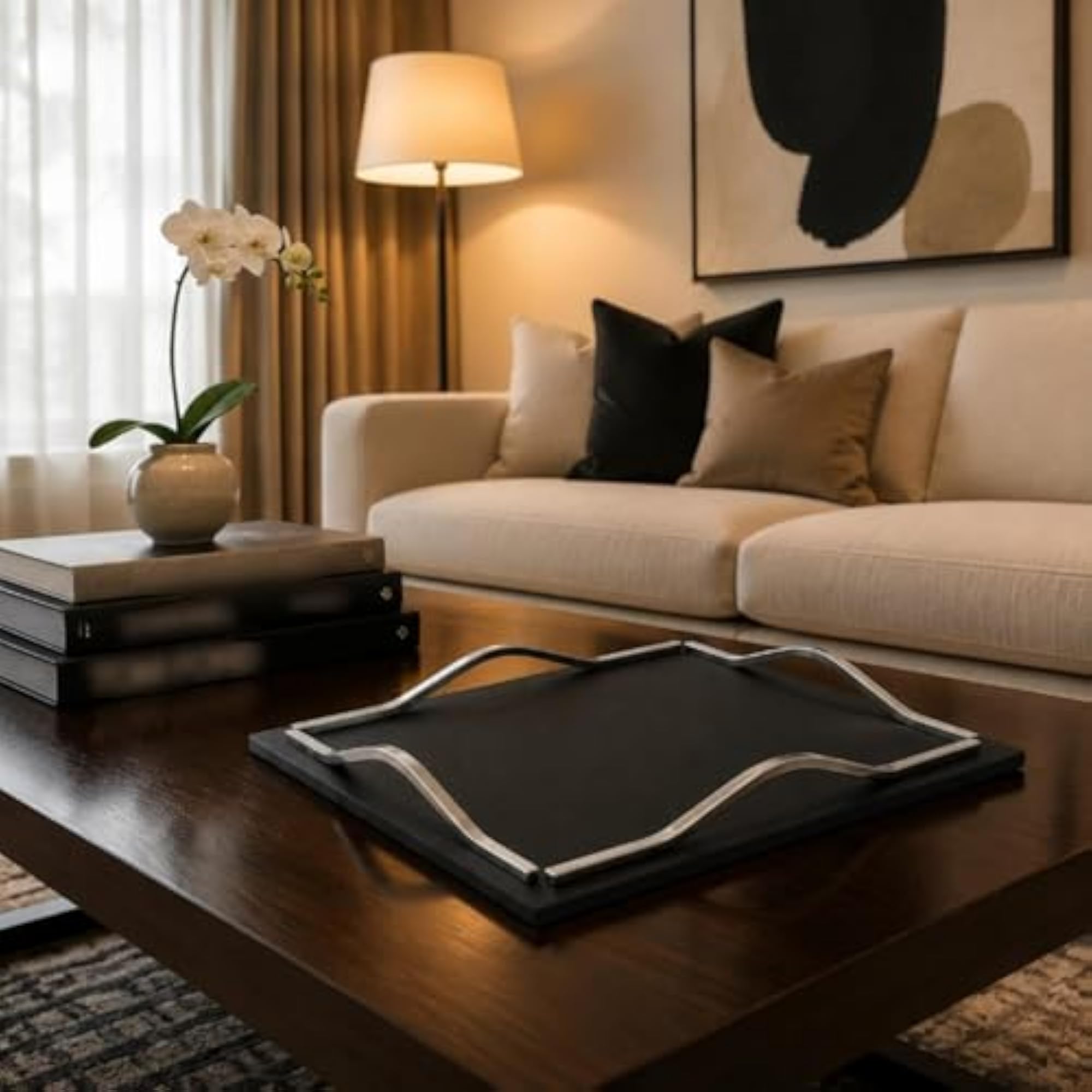 CLOVRIX® Metal Leather Dual Material Geometric Tray