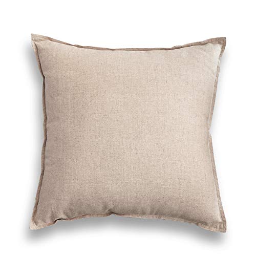 Jeanerlor Cotton Linen 24 x 24 Inch Decorative Square Throw Pillow Covers Cushion Case for Patio/Bedroom/Car 60 x 60 Cm,Light Linen