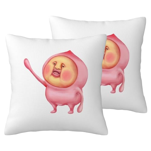 こびとづかん1 (1) 麻風クッションカバー 2 個セット ポリエステル製 装飾 ベッド用 カスタマイズ可 両面プリント