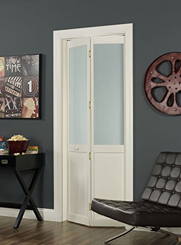 LTL Home Products 895728 Frosted Half Glass Bifold Interior Wood Door, 32 Inches x 80 Inches, Unfinished Pine