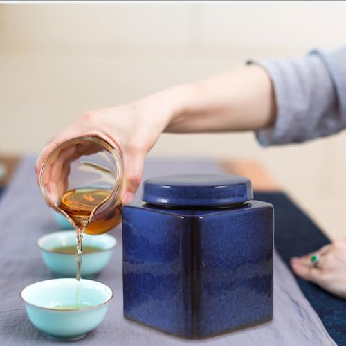 Recipiente de cerámica azul OSALADI para decorar la sala de té y organizar especias 5