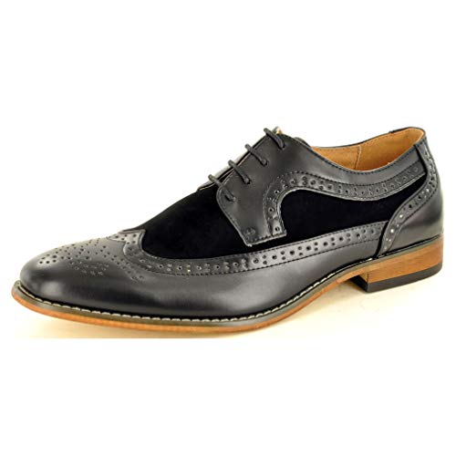 Zapatos formales con cordones en color negro y forro de cuero de dos tonos talla 42 1/3