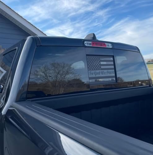 Image of Xinghe for Dodge Ram 2009 to 2026, American Flag Decals Stickers for Truck Back Middle Window, Matte Black USA Flag Decal for Truck Back Sliding Window