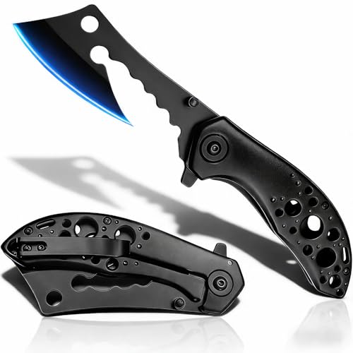 A mini cleaver-style pocket knife — the tiny meat-cleaver aesthetic alone makes it a conversation piece on any keychain.