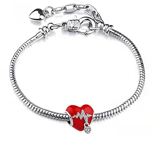 Abalorio de corazón que no se oscurece compatible con pulseras de marca 4