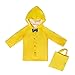 Taiduosheng Age 2~10 Kids Hooded button down Jacket Rain Raincoat With bow Cover Long Rainwear, Yellow, 2XL