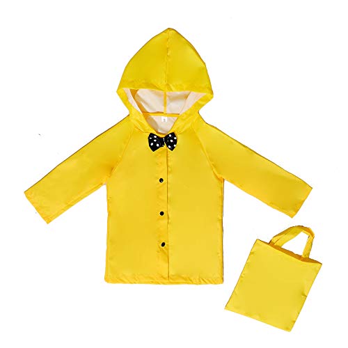 Age 2~10 Kids Hooded Button Down Jacket Rain Jacket Raincoat with Bow Cover Long Rainwear3