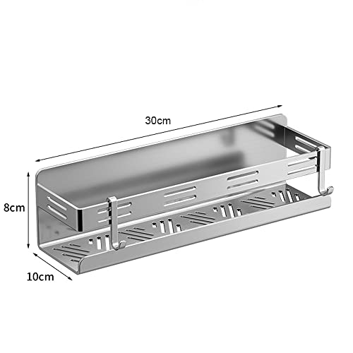 Melairy Estanteria Baño sin Taladro, Estante de Baño de Acero Inoxidable con Ganchos, Estante de Pared para Baño Cocina Balcón - imagen 3
